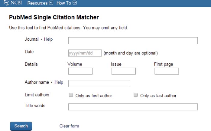 Figure 4.1 – Screenshot of PubMed Single Citation Matcher.